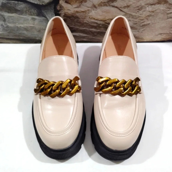 Limelight Kendall Loafers Chunky Heel Lug Chain Detail 8 1/2 8.5 Beige - Picture 5 of 14